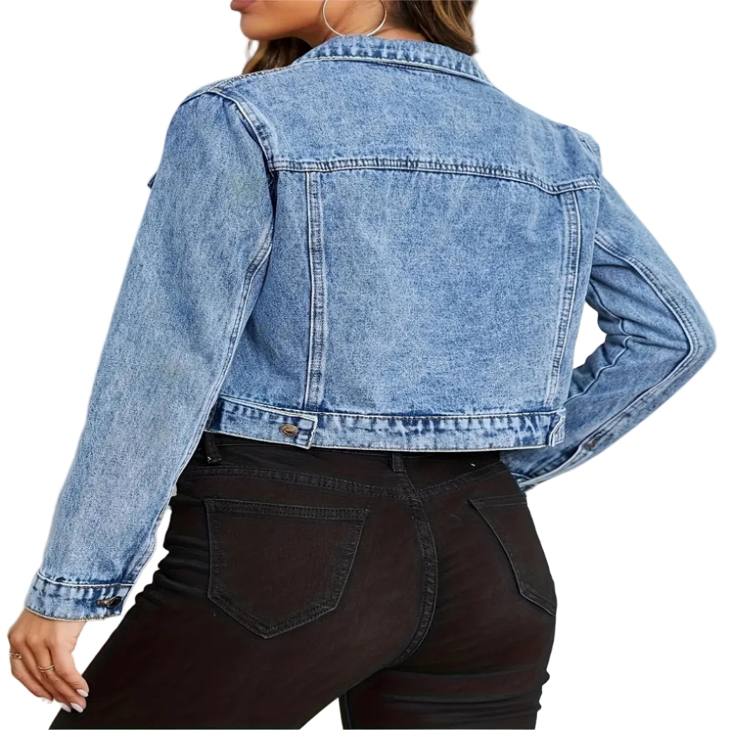 Women's Cropped Denim Jacket – Side View