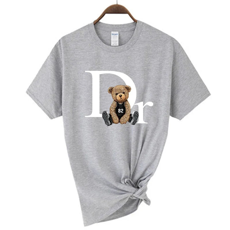 Luxury Bear Print Graphic T-shirt – Women’s Summer Fashion - CasualFlowshop