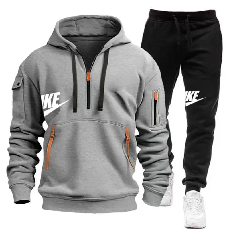 Men's Casual Jogger Sportswear Set – Multi-Pocket Hoodie & Sweatpants - CasualFlowshop