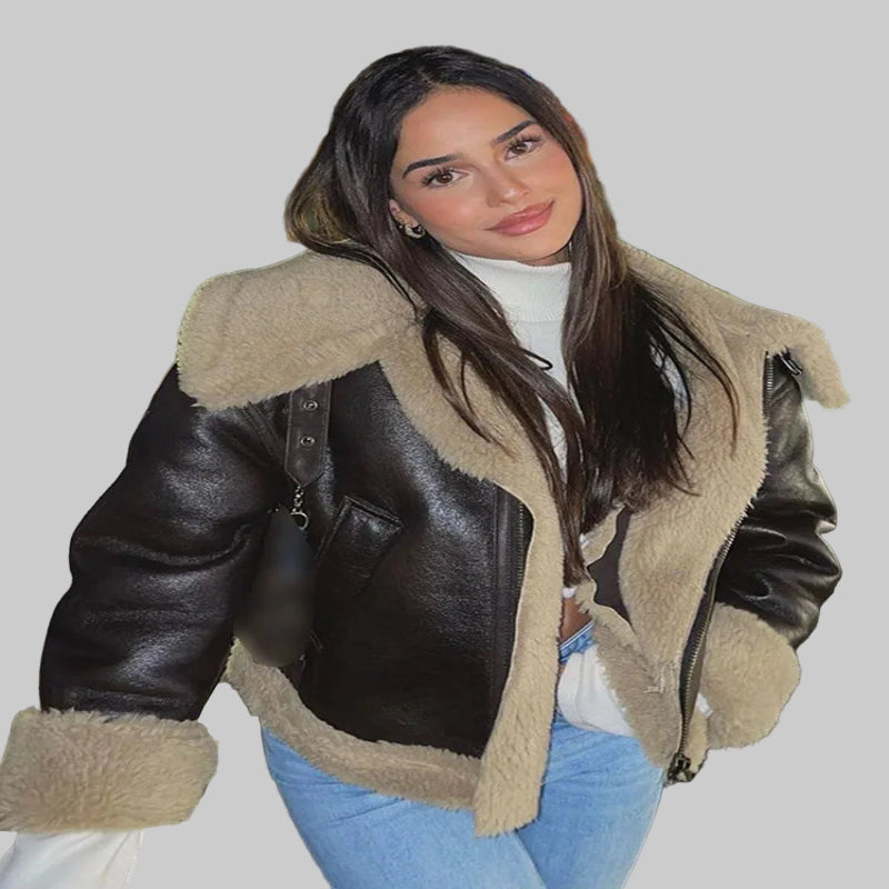 Luxury Winter Elegance: Women's Faux Leather Jacket for Stylish Comfort - CasualFlowshop