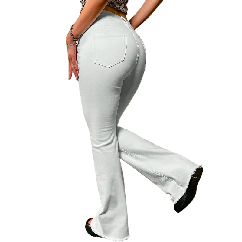 women’s high waisted skinny jeans white ripped denim