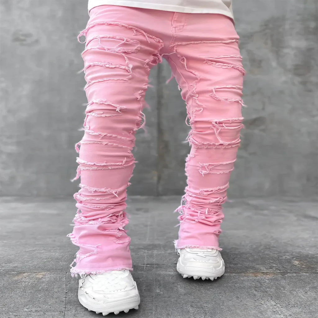 Men's Creative Tassel Straight Leg Jeans - CasualFlowshop
