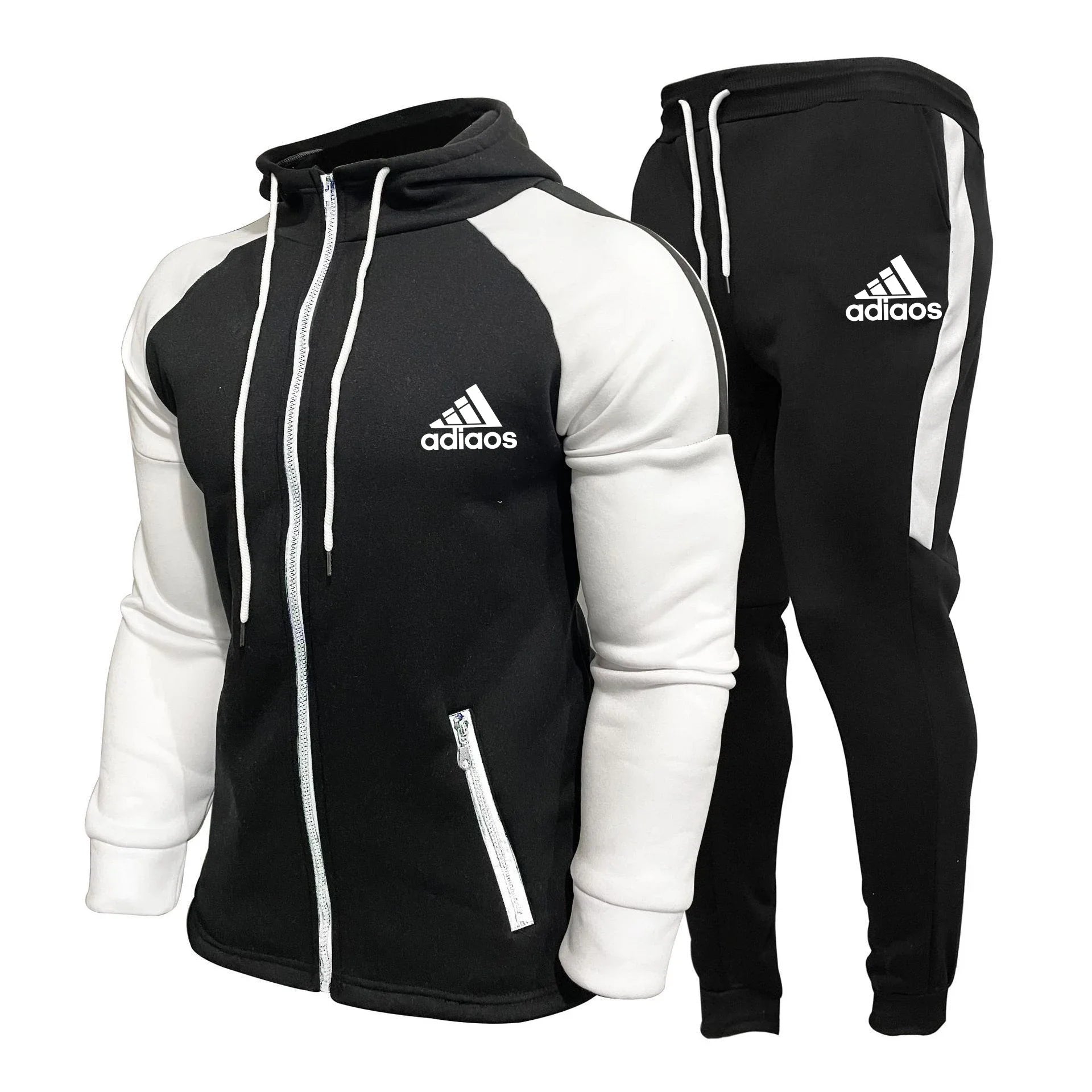 men hoodie joggers set  black and white