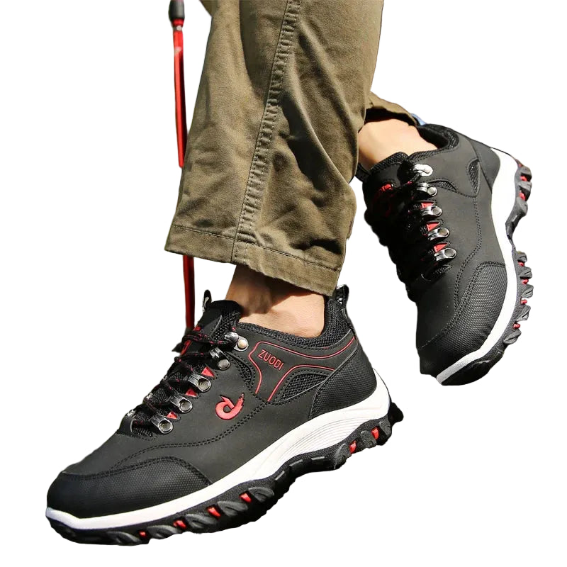 Men's Colorful Breathable Sneakers Black  with Red  At casualflowshop