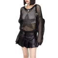 Long sleeve t-shirt with hollow mesh Knit-Along Sweater Guide - CasualFlowshop