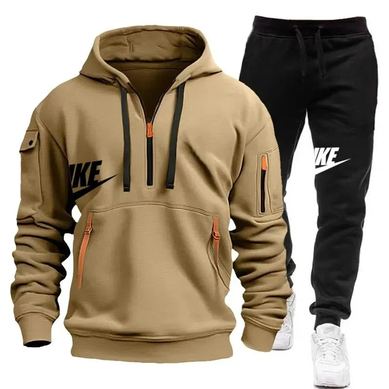 Men's Casual Jogger Sportswear Set – Multi-Pocket Hoodie & Sweatpants - CasualFlowshop
