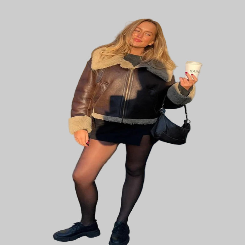 Luxury Winter Elegance: Women's Faux Leather Jacket for Stylish Comfort - CasualFlowshop