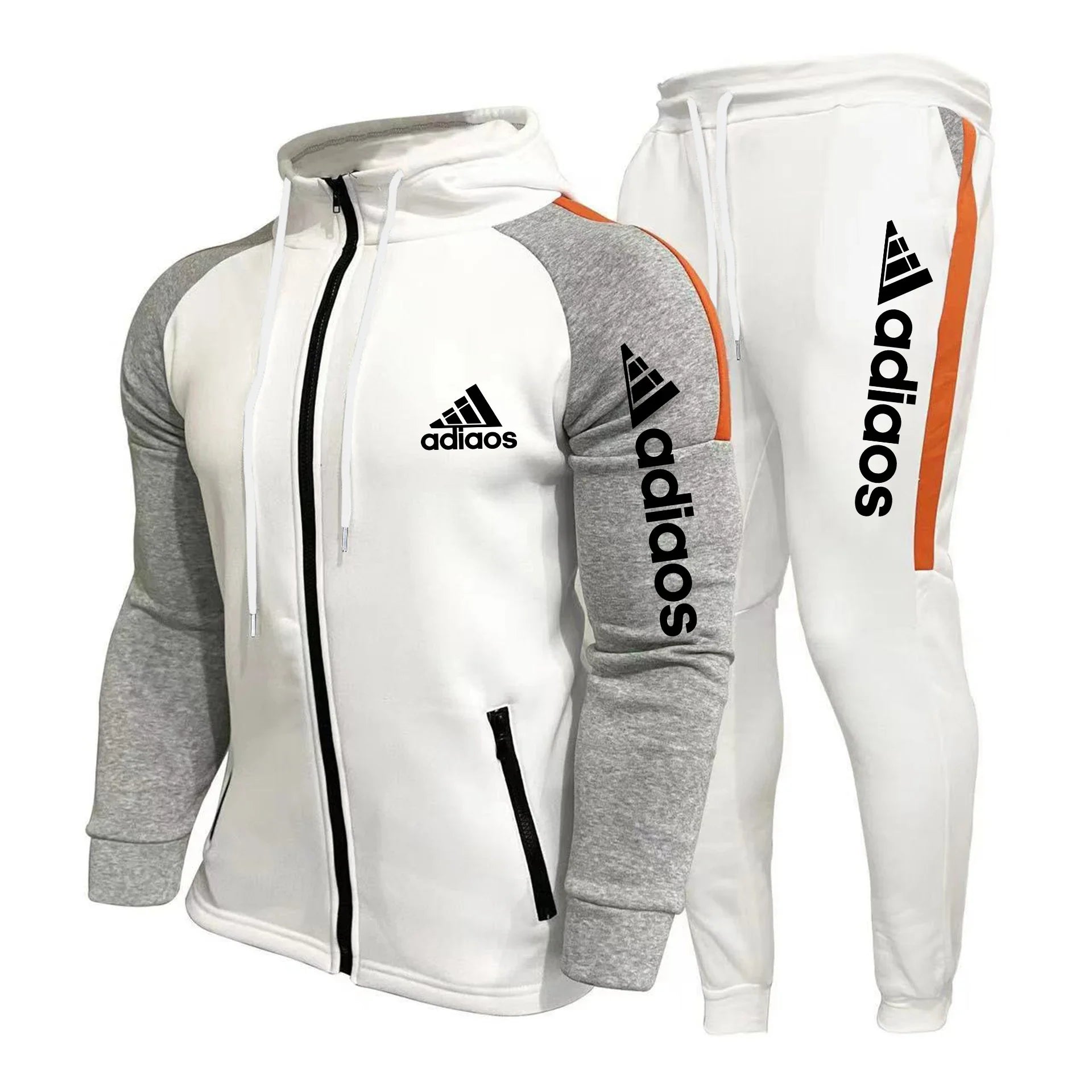 men hoodie joggers set white