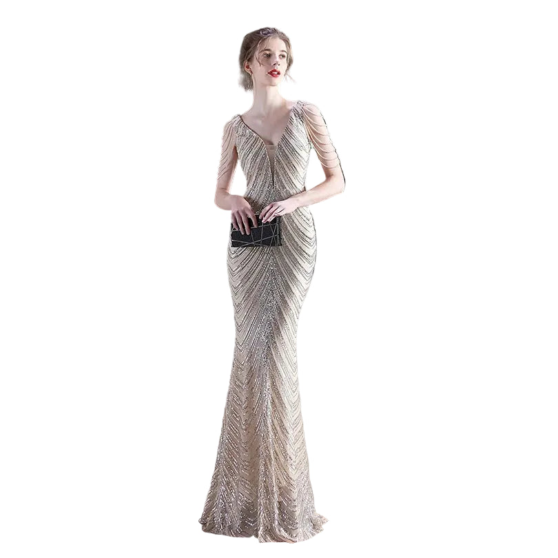 S5ebd25cefc1Women's burgundy with beads sequin mermaid evening dress with V-neckline – formal party and gala gown