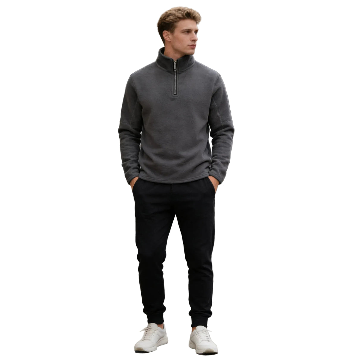 Men’s fleece half-zip pullover sweatshirt at Casual Flow Shop