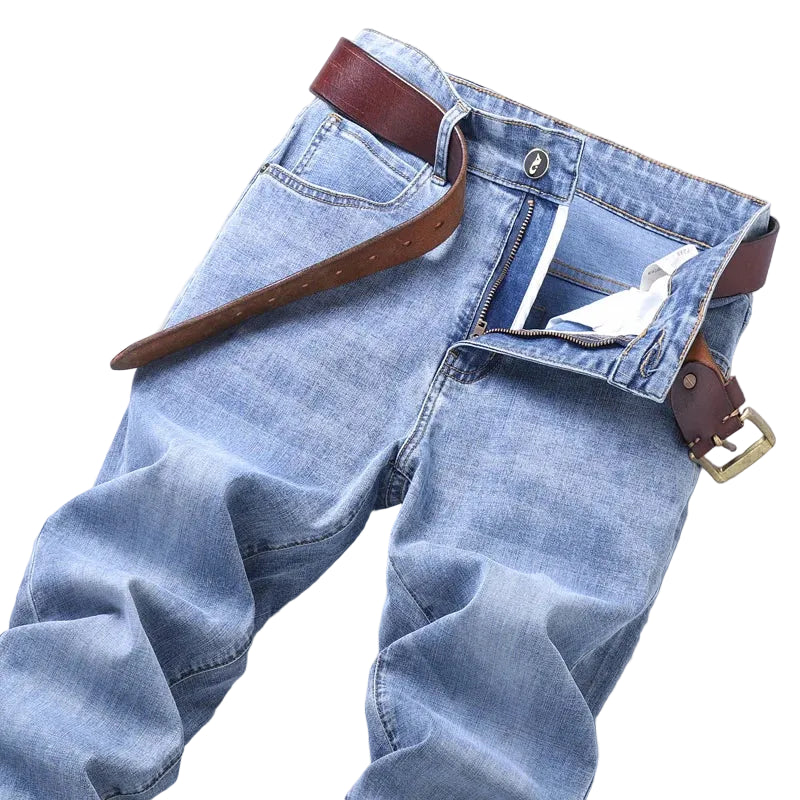 Men's straight-leg jeans in stretch cotton-blend denim at Casual Flow Sho