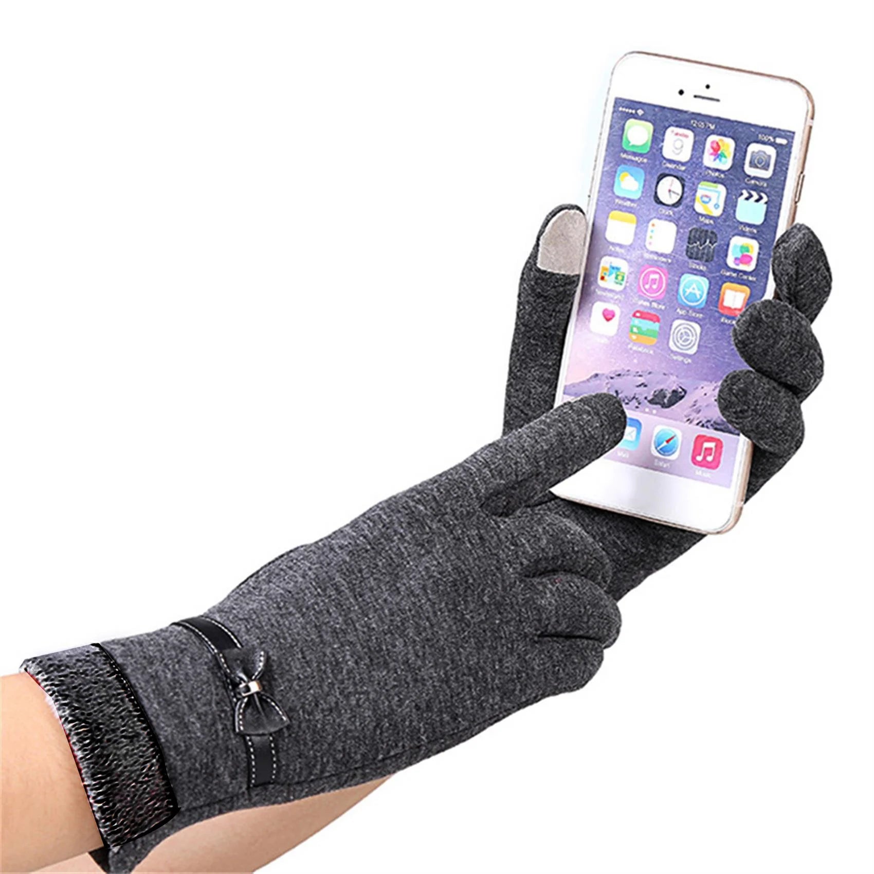 Touch Screen Warm Gloves size details: 22.5cm length, 17.2cm palm circumference, 8cm middle finger length.