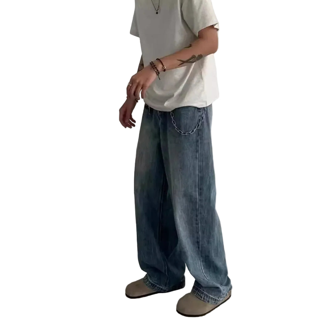 Men’s Hip Hop Fashion Wide - Leg Jeans – Loose Fit Vintage Streetwear Denim - CasualFlowshop