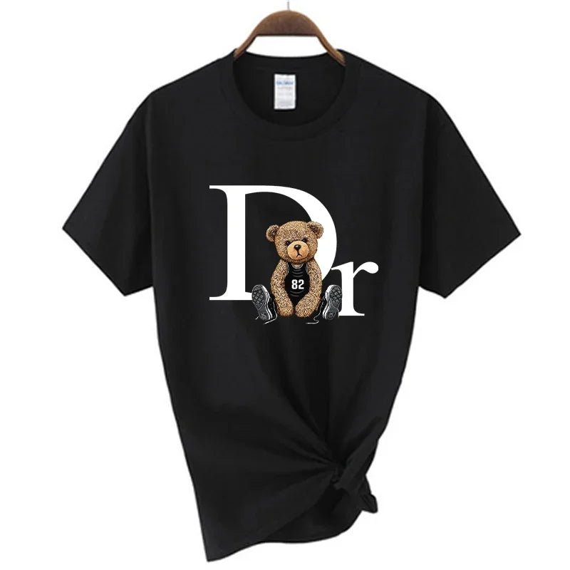 Luxury Bear Print Graphic T-shirt – Women’s Summer Fashion - CasualFlowshop