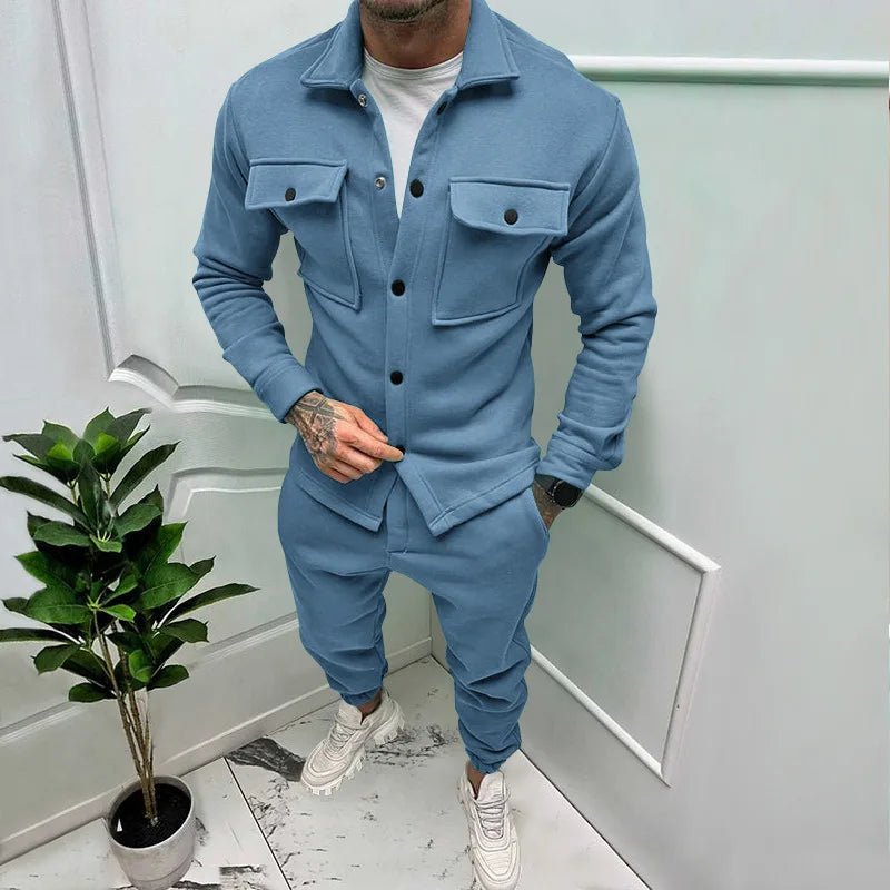 Men’s Solid Color Jacket & Pants Outfit – Casual Streetwear 2 - Piece Set - CasualFlowshop
