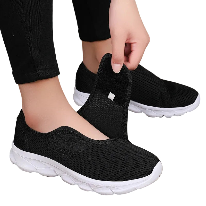 Women's Wide Fit Orthopedic Slip Black mesh shoes 
