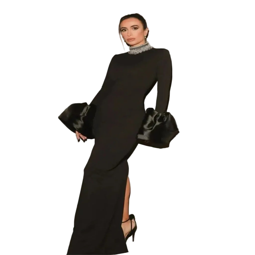 Elegant black long evening dress for women formal party outfit