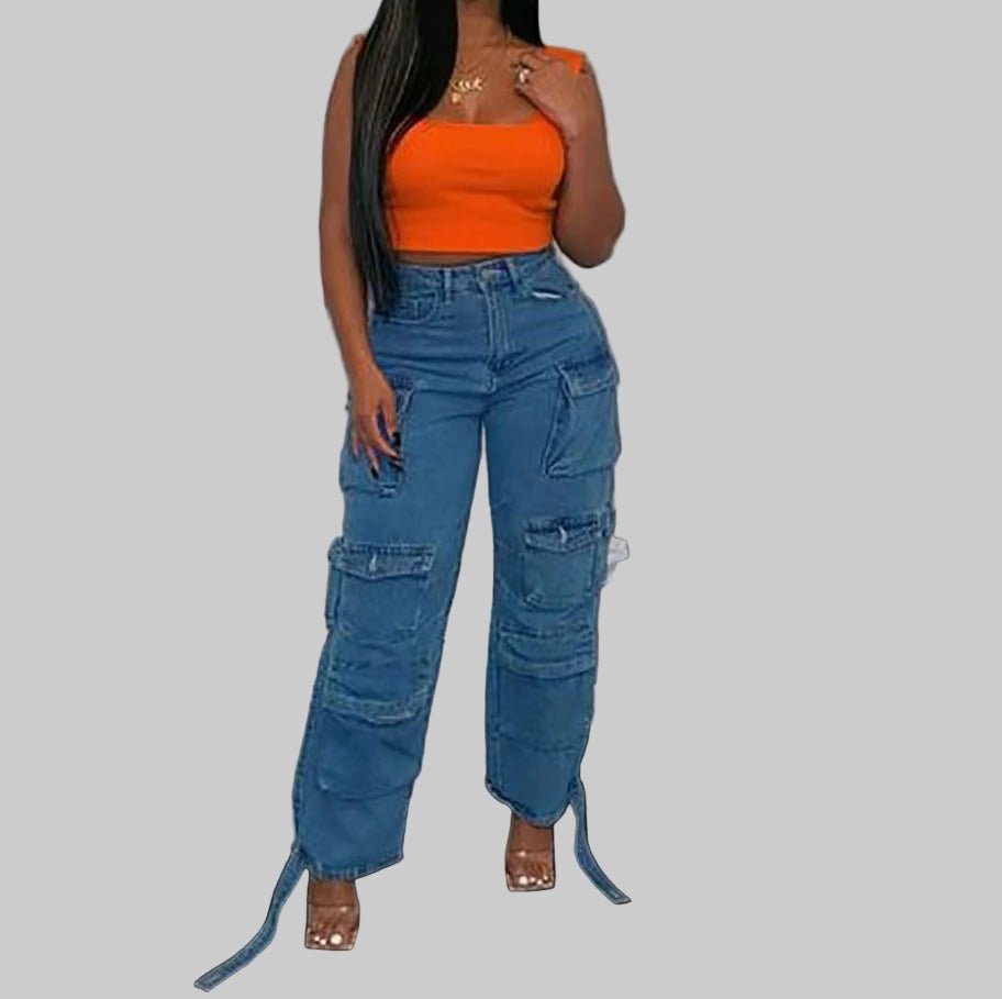 High Waist Cargo Pants for Women – Vintage Washed Multi - Pocket Streetwear - CasualFlowshop