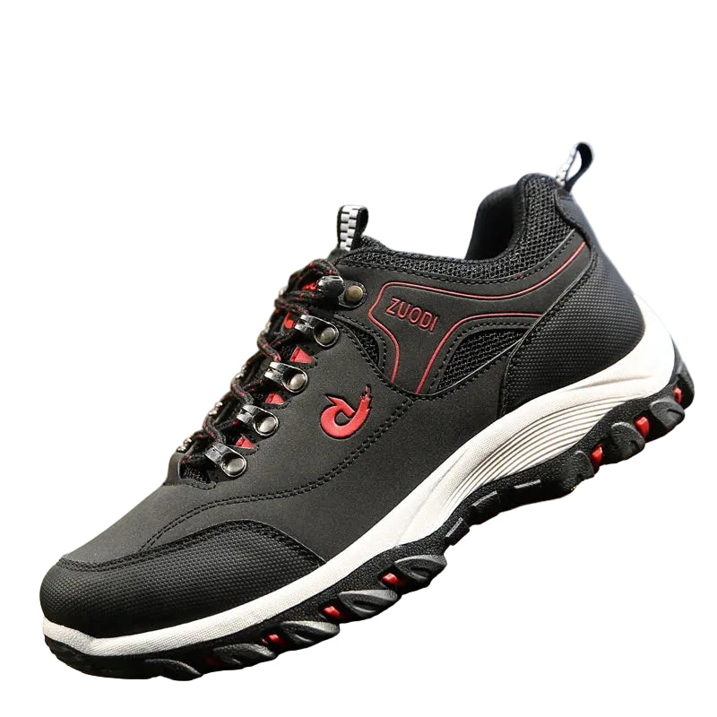 Men's Colorful Breathable Sneakers Black  with Red At casualflowshop