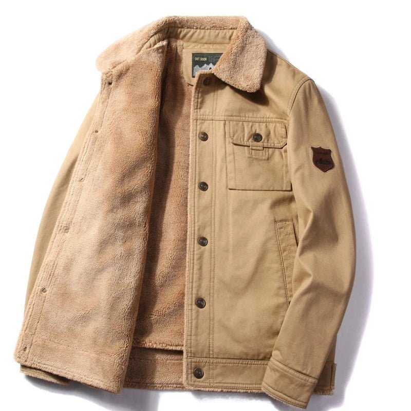 Men’s Thick Lamb Wool Military Jacket - CasualFlowshop