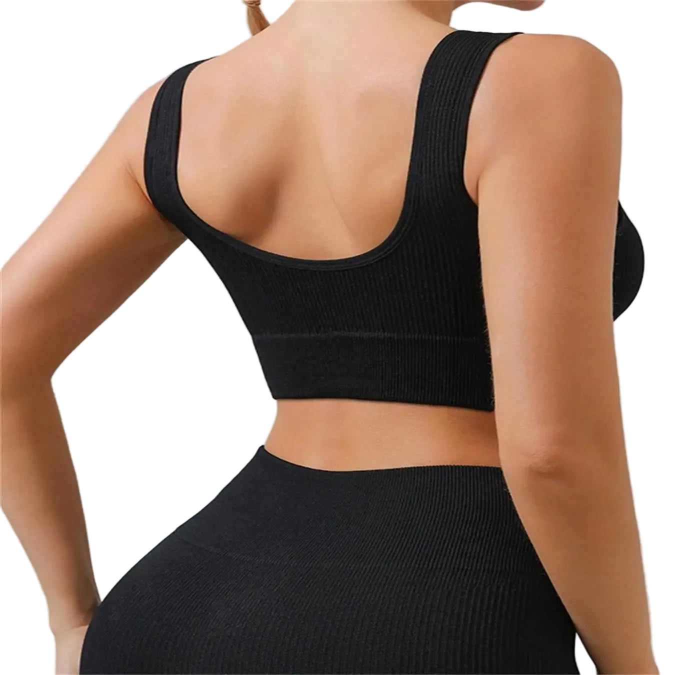 Seamless Knit Sports Bra with Embedded Chest Pad