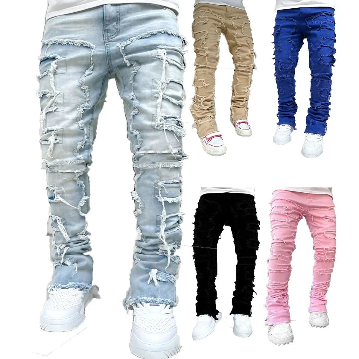Men's Creative Tassel Straight Leg Jeans - CasualFlowshop
