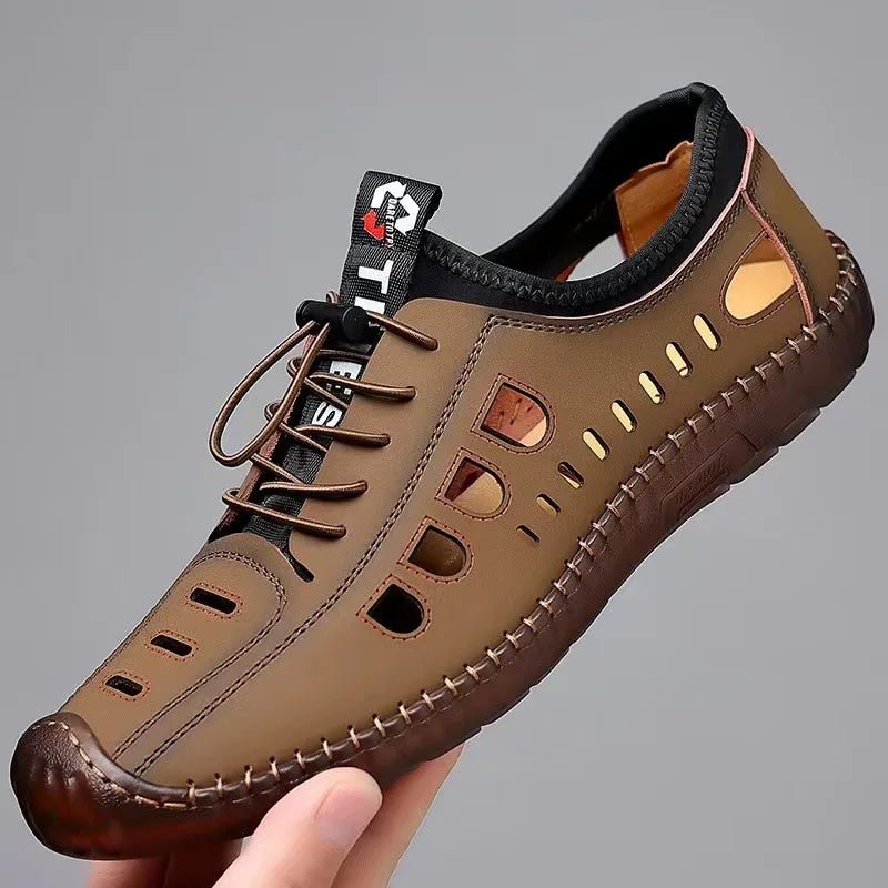 Men's Summer Casual Sandals – Breathable Hollow-Out Flat Shoes - CasualFlowshop