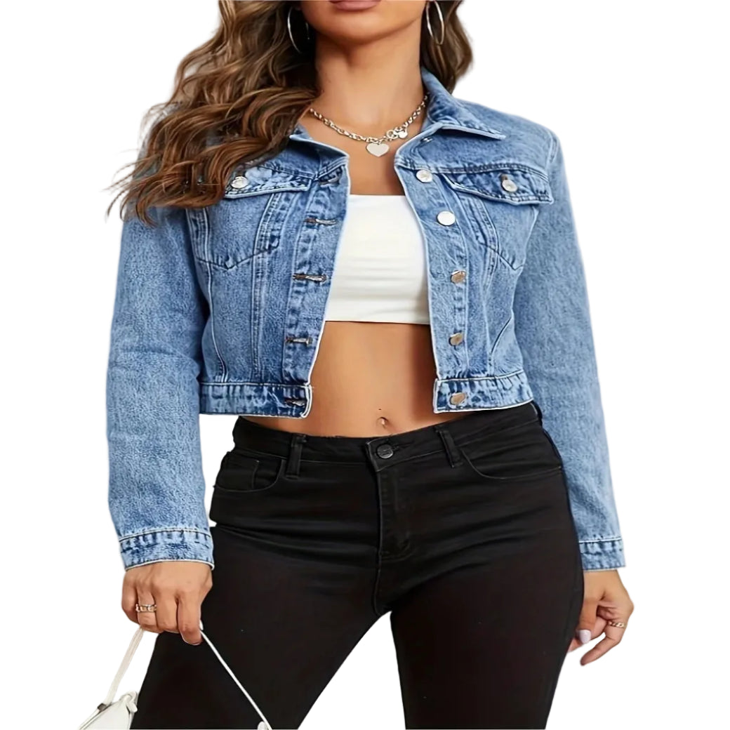 Women's Short Denim Jacket – Back View