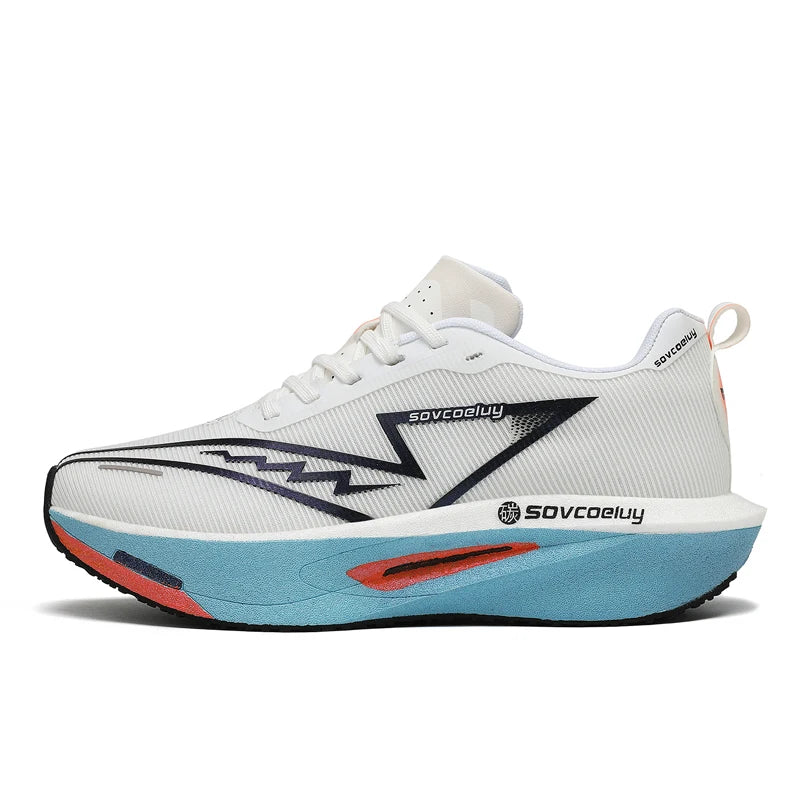 Unisex carbon plate running shoes in White – lightweight non-slip design
