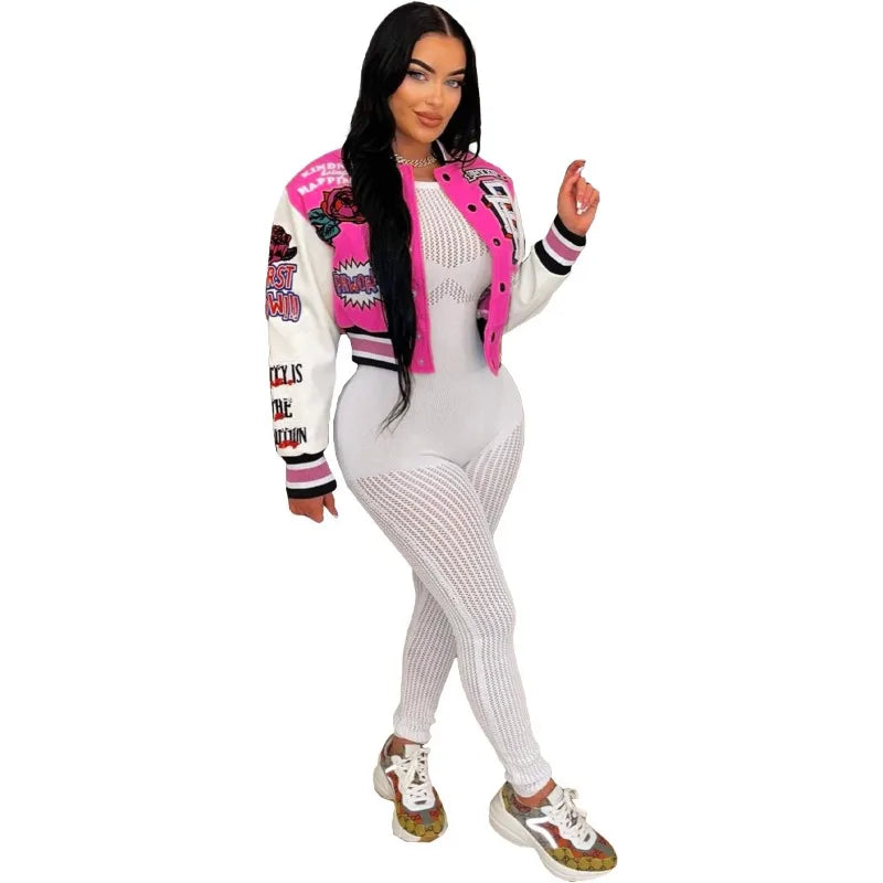 women varsity letter jacket retro streetwear