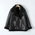 Women’s Shearling Leather Coat – Faux Fur Winter Jacket with Soft Lining - CasualFlowshop