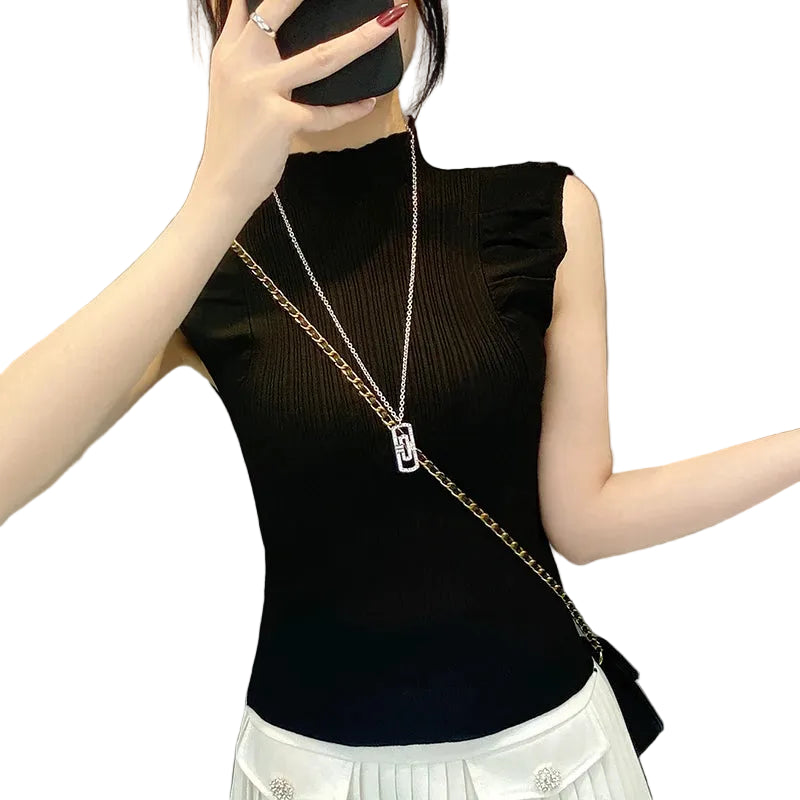 Women's Ribbed High-Neck Tank Top  - At Casualflowshop