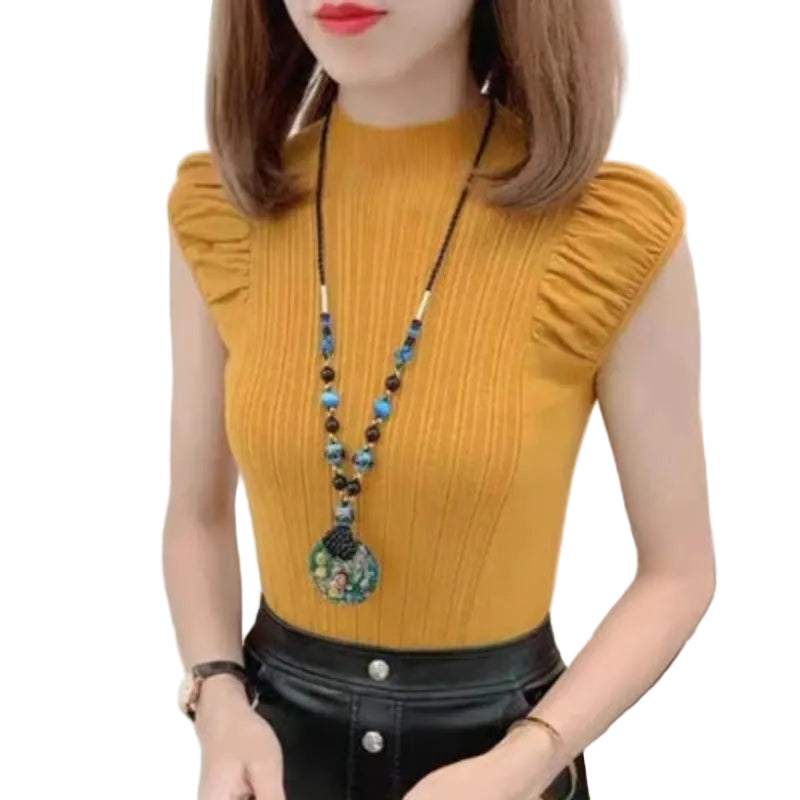 Women's Ribbed High-Neck Tank Top  - At Casualflowshop