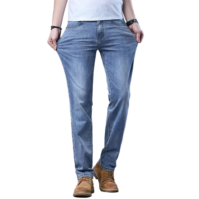 Men's straight-leg jeans in stretch cotton-blend denim at Casual Flow Sho