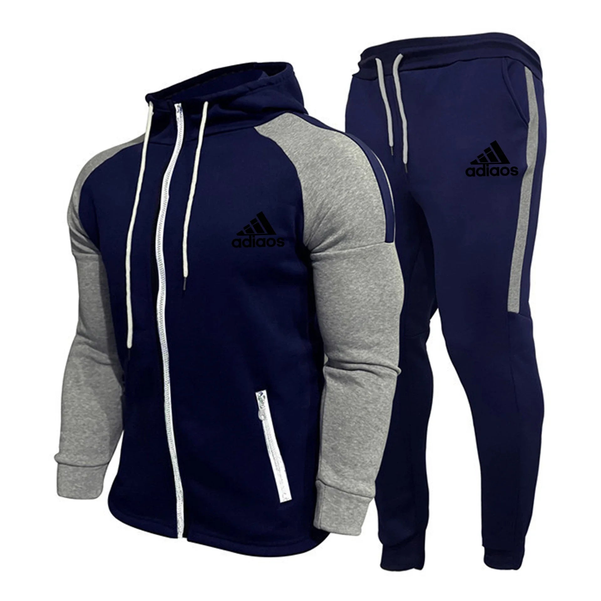 men hoodie joggers set navy and gray