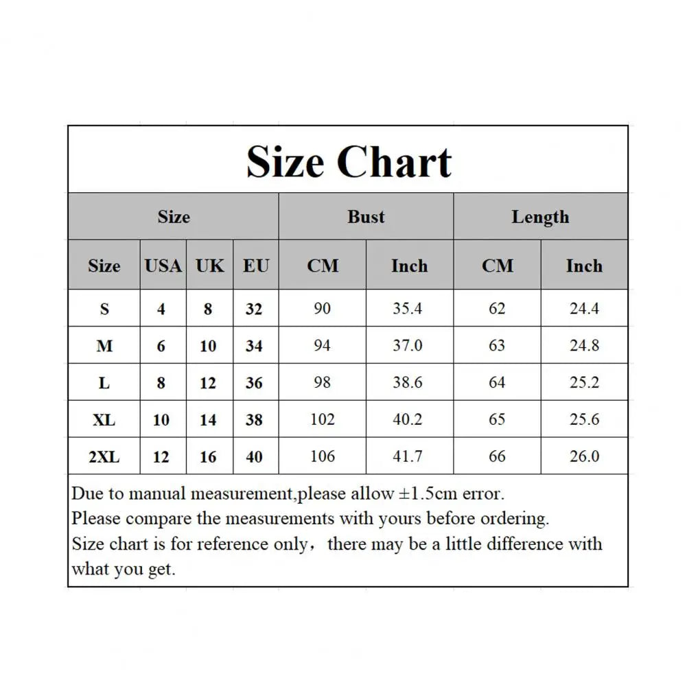 Size chart for clothing with measurements in various units