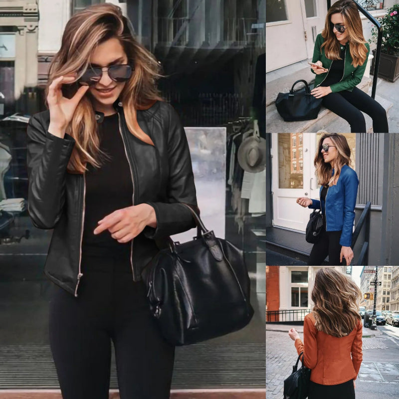 Women’s Urban PU Leather Jacket – Sleek Y2K Street Look - CasualFlowshop
