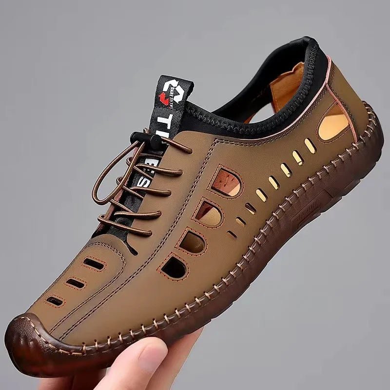 Men's Summer Casual Sandals – Breathable Hollow-Out Flat Shoes - CasualFlowshop