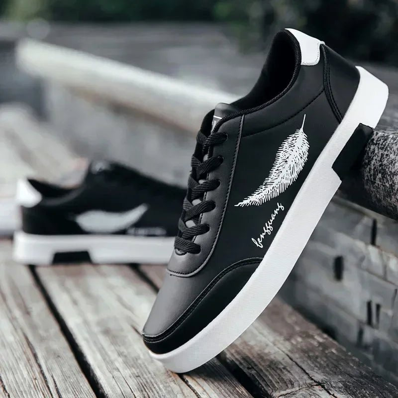 Modern men's PU leather skate shoes with a stylish and durable design.