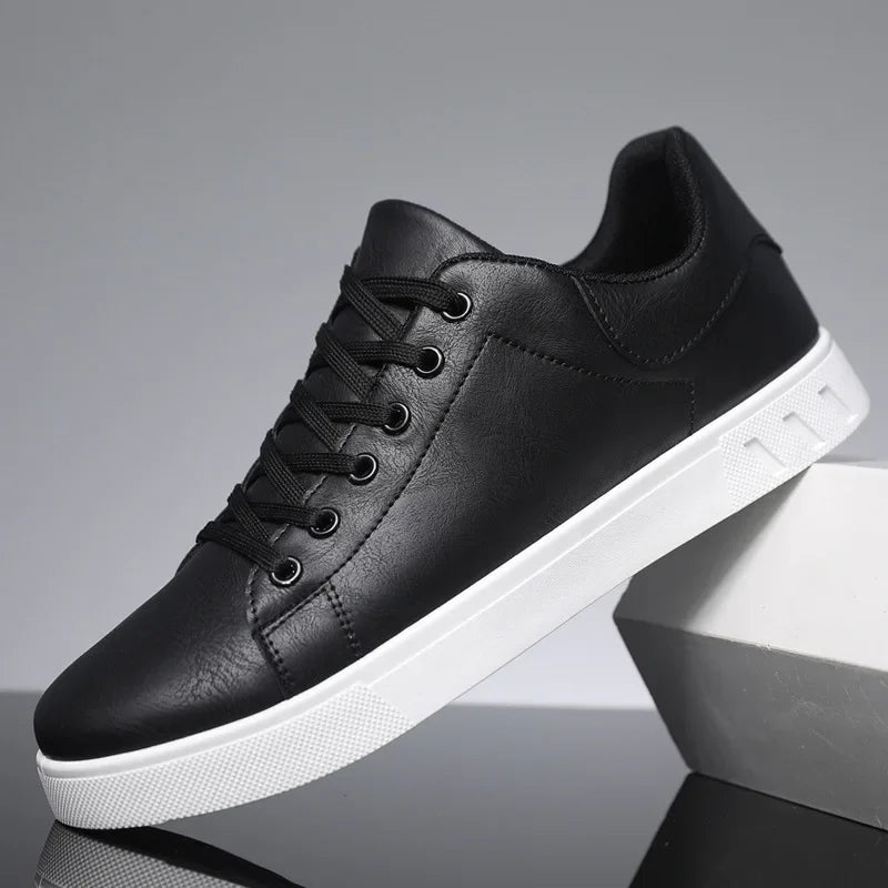 Men's PU Leather Skate Shoes with Cushioned Insole and Grippy PVC Outsole - CasualFlowshop