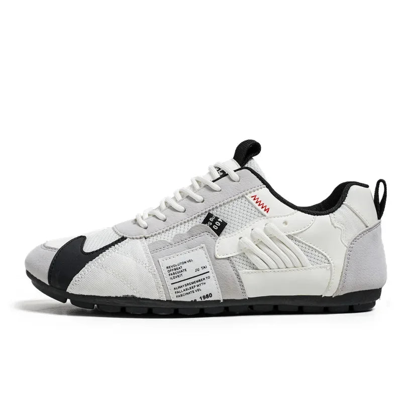 Men's Waterproof Casual Sneakers Lightweight Running Shoes Large Sizes, White  with black accents