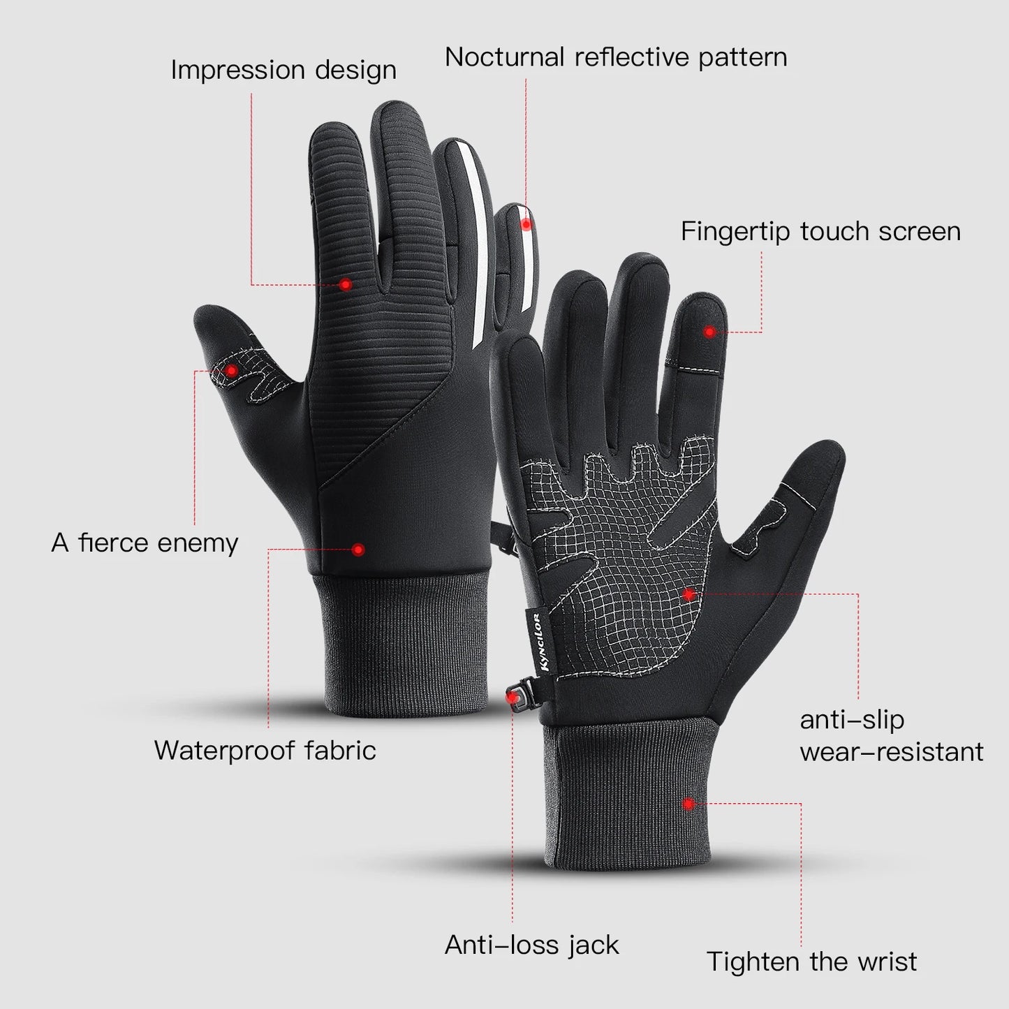 Motorcycle Gloves Moto Gloves Winter Thermal Fleece Lined Winter Waterproof Touch Screen Non - slip Motorbike Riding Gloves - CasualFlowshop