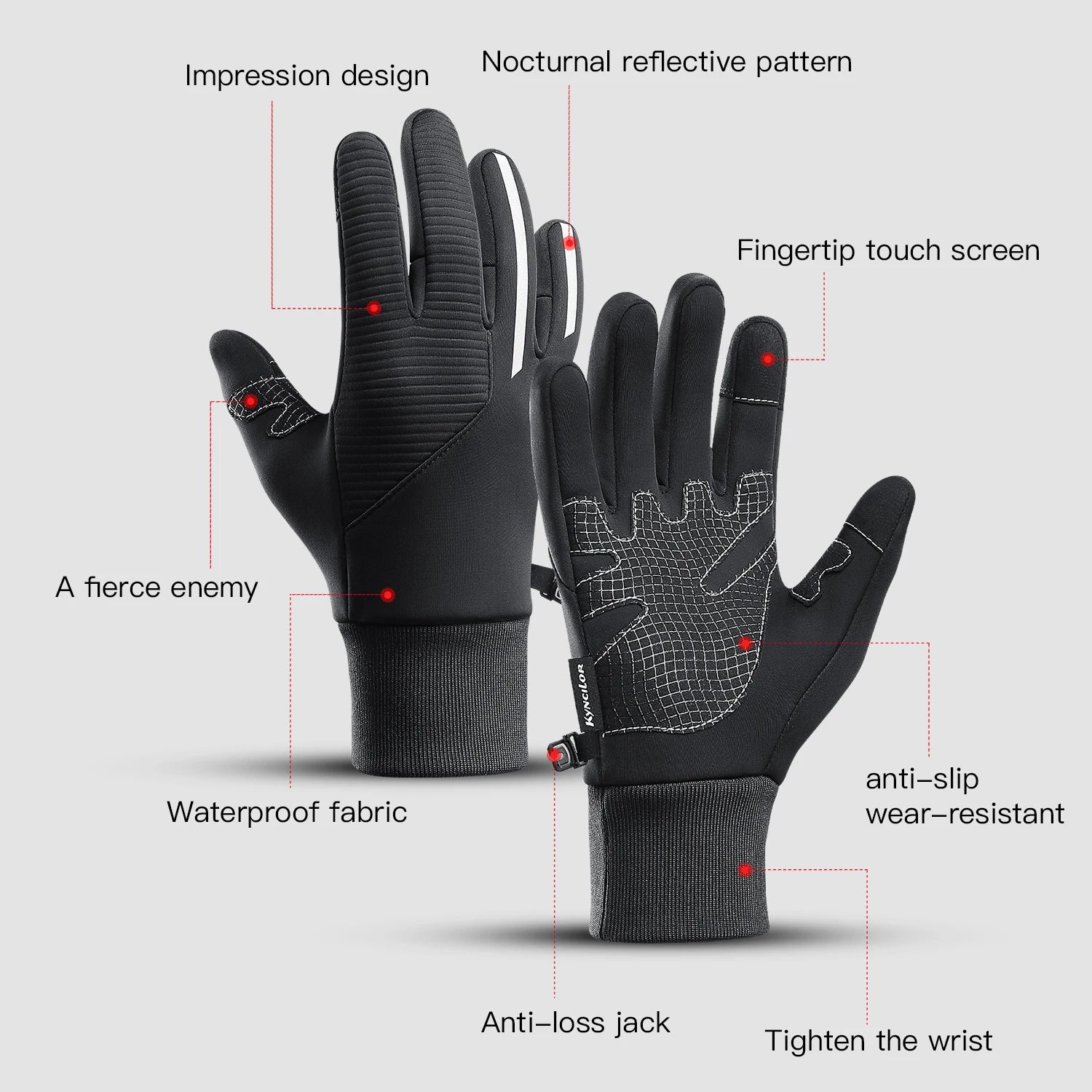 Motorcycle Gloves Moto Gloves Winter Thermal Fleece Lined Winter Waterproof Touch Screen Non - slip Motorbike Riding Gloves - CasualFlowshop