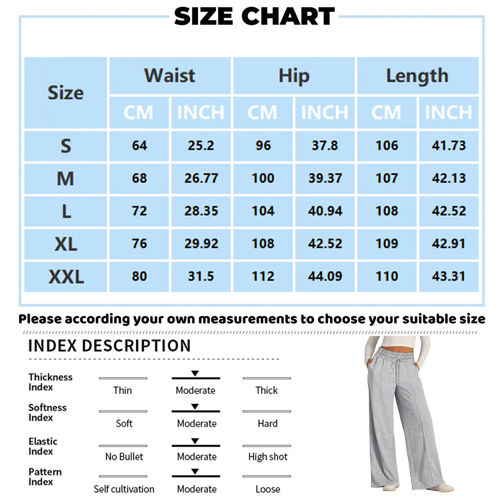 Casual Flow Wide Leg Pants s –  Size chart