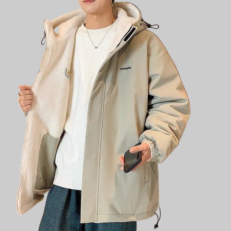 Men's Cashmere Winter Fleece Hooded Jacket - casualflowshop