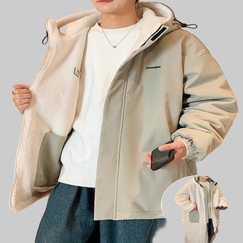 Men's Cashmere Winter Fleece Hooded Jacket - casualflowshop