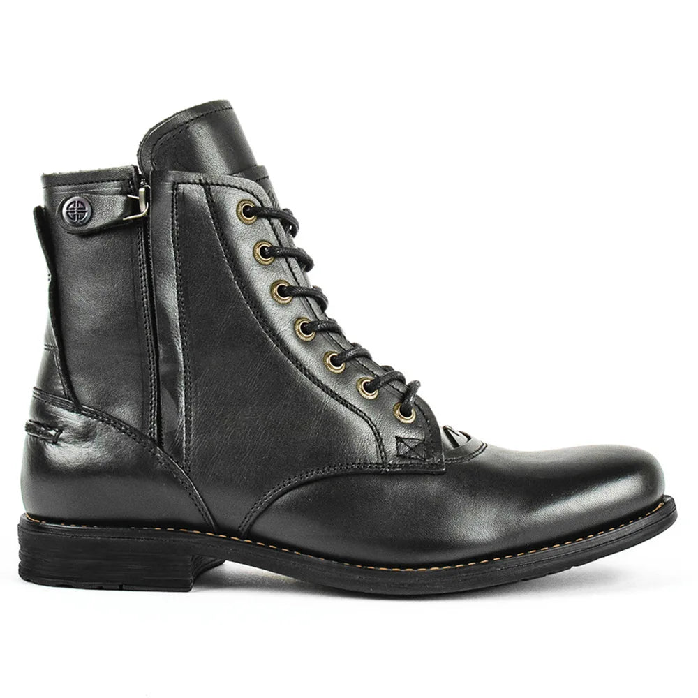 Image of Luxury Italian men's boots in black leather - casualflowshop