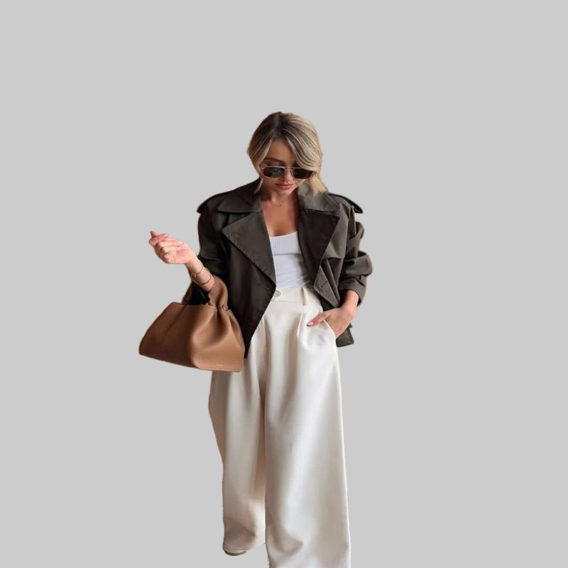Women’s Cropped Trench Coat – Elegant Short Jacket for Autumn & Winter - CasualFlowshop