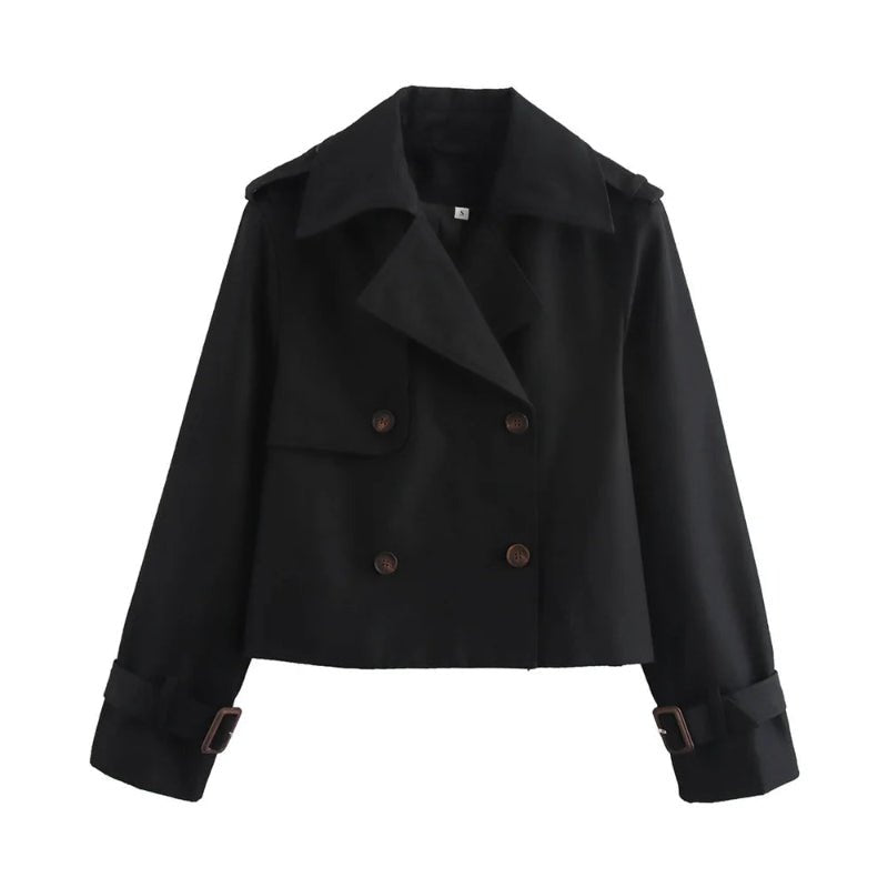 Women’s Cropped Trench Coat – Elegant Short Jacket for Autumn & Winter - CasualFlowshop