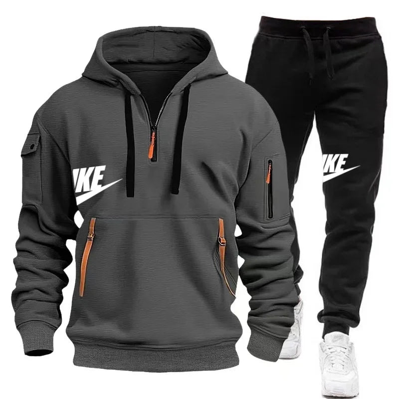 Men's Casual Jogger Sportswear Set – Multi-Pocket Hoodie & Sweatpants - CasualFlowshop